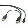 GEMBIRD Kabel USB 2.0 A-Mini B (5pin) propojovací 0,9m DUÁLNÍ (extra napájení)
