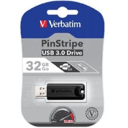 VERBATIM Flash Disk PinStripe USB 3.0, 32GB - černá