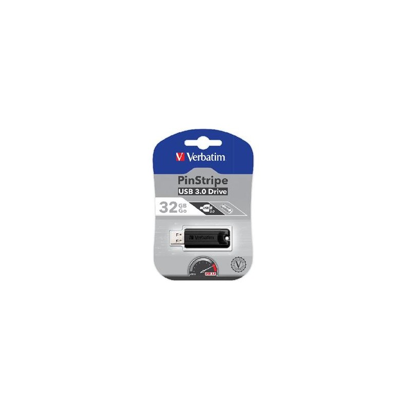 VERBATIM Flash Disk PinStripe USB 3.0, 32GB - černá