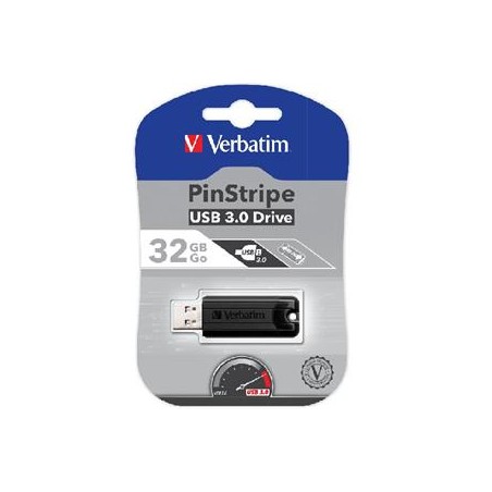 VERBATIM Flash Disk PinStripe USB 3.0, 32GB - černá