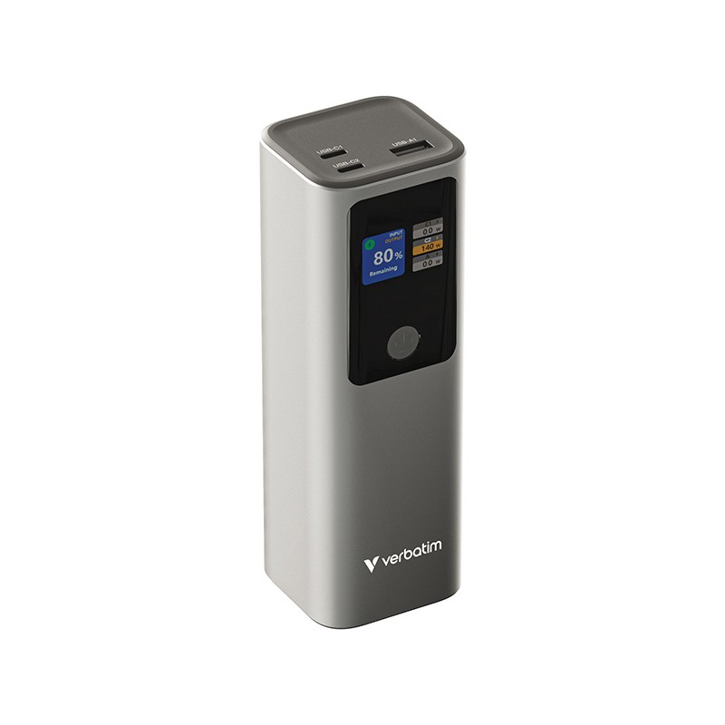 VERBATIM Powerbanka Charge 'n' Go, 27000 mAh, 2x USB-C 140W, 1x USB-A 18W, Šedá