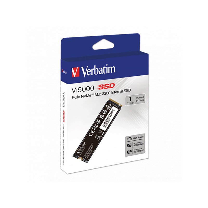 VERBATIM SSD Vi5000 Internal PCIe NVMe M.2 SSD 1TB , W 4500/ R 5000 MB/s