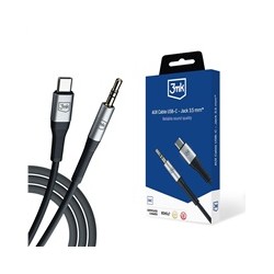 3mk audio kabel - AUX Cable USB-C - Jack 3,5 mm, 1m, černá