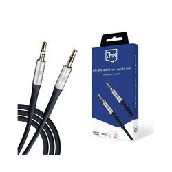 3mk audio kabel - AUX Cable Jack 3,5 mm - Jack 3,5 mm, délka 1 m, černá