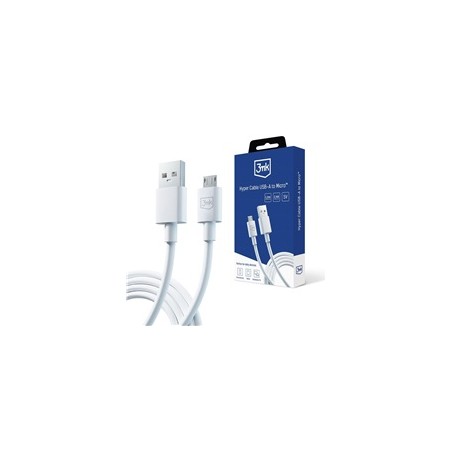 3mk datový kabel - Hyper Cable A to Micro 1.2m 5V 2,4A, bílá