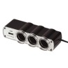 WG - Nabíječka do auta, rozbočovač, 3x zásuvka zapalovače 12V + 1x USB-A, s prodloužením