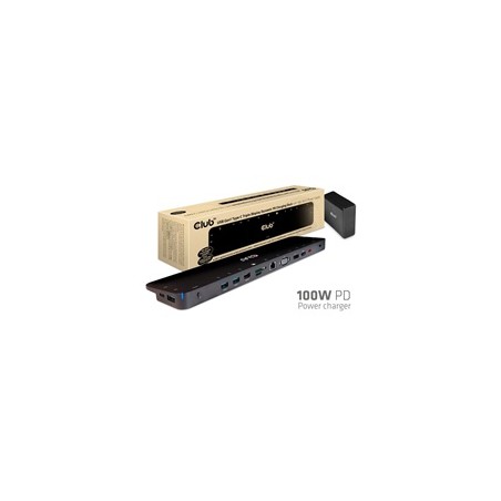 Club3D dokovací stanice USB-C 3.2 s napájecím adaptérem Triple Display Dynamic PD, 100 W