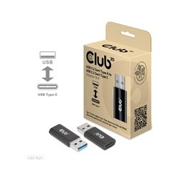 Club3D adaptér USB 3.2 Gen1 Type A na USB 3.2 Gen1 Type C (M/F), černá