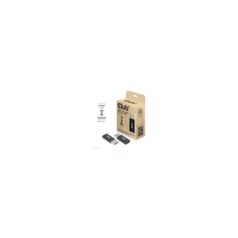 Club3D adaptér USB 3.2 Gen1 Type A na USB 3.2 Gen1 Type C (M/F), černá