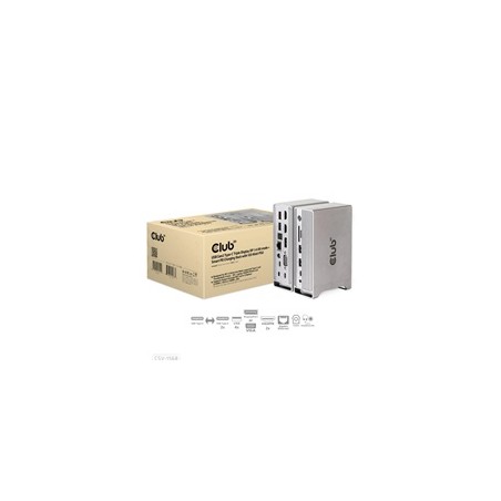 Club3D Dokovací stanice USB-C, Triple Display DP 1.4 Alt mode Displaylink Dynamic PD Charging Dock with 120 Watt PS