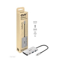 Club3D hub USB-C Gen2 PD na 2x USB-C 10G porty a 2x USB-A 10G porty