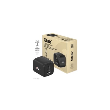 Club3D cestovní nabíječka 65W GAN technologie, 3 porty (2xUSB-C + USB-A), PPS, Power Delivery(PD) 3.0 Support