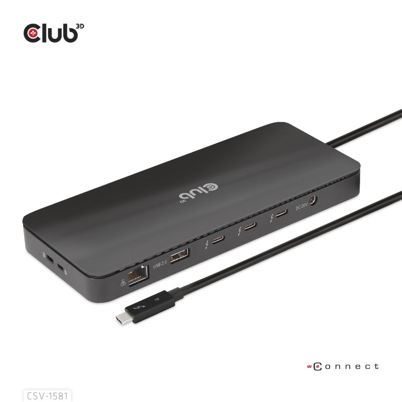 Club3D Dokovací stanice Thunderbolt 4 certifikovaný 11v1, 3xUSB-C, 3xUSB-A, PD