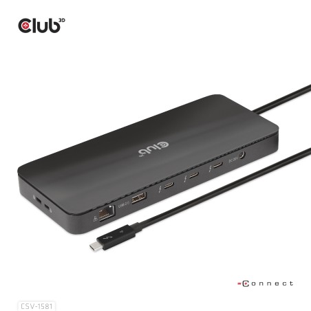 Club3D Dokovací stanice Thunderbolt 4 certifikovaný 11v1, 3xUSB-C, 3xUSB-A, PD