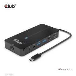 Club3D hub USB-C, 7-in-1 hub s 2x HDMI, 2x USB Gen1 Type-A, 1x RJ45, 1x 3.5mm audio, 1x USB Gen1 Type-C, 100W PD