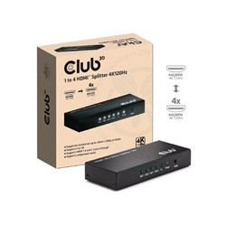 Club3D Video rozbočovač 1:4 HDMI 2.0 4K120Hz, 4 porty, černá