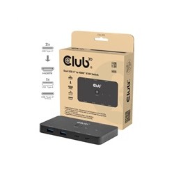 Club3D KVM Switch, 2xUSB-C na HDMI, 4K60Hz, PD 100W