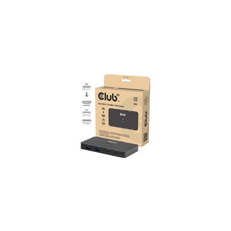 Club3D KVM Switch, 2xUSB-C na HDMI, 4K60Hz, PD 100W