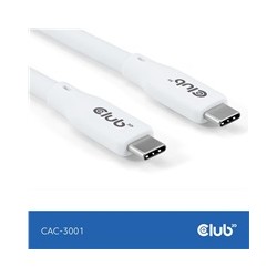 Club3D Kabel USB-C 4.0, 20Gbps, 4K60Hz, PD 240W, 2m, bílá