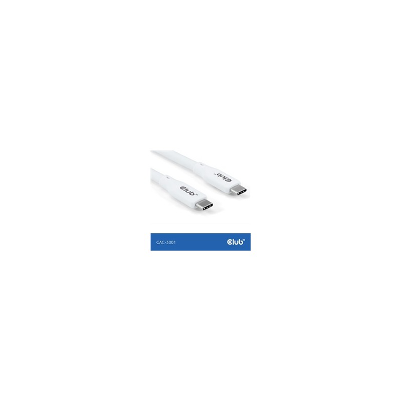 Club3D Kabel USB-C 4.0, 20Gbps, 4K60Hz, PD 240W, 2m, bílá