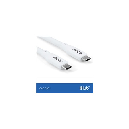 Club3D Kabel USB-C 4.0, 20Gbps, 4K60Hz, PD 240W, 2m, bílá