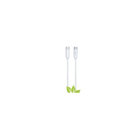 WG - Datový kabel Type-C (male) to Type-C (male) / 2m / 3A / cotton braided ECO / white