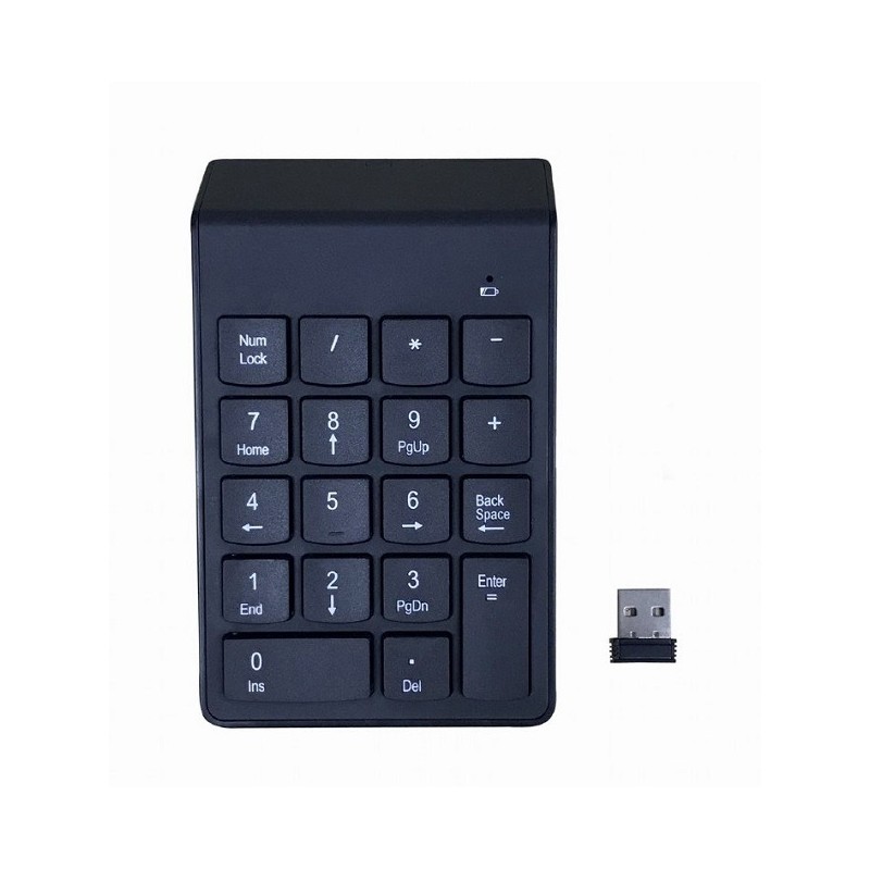 GEMBIRD numerická klávesnice KPD-W-02, bezdrátová 2.4GHz, černá