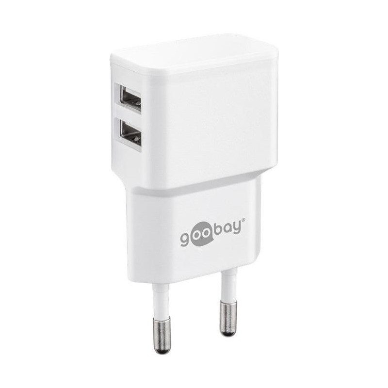 Goobay Napájecí a nabíjecí adaptér 230V na 2x USB, max.2,4A, bílý
