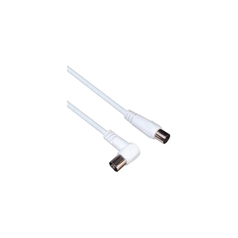 PREMIUMCORD TV kabel anténní propojovací 10m, konektor 90° (koaxiální, M/F, 75 Ohm)