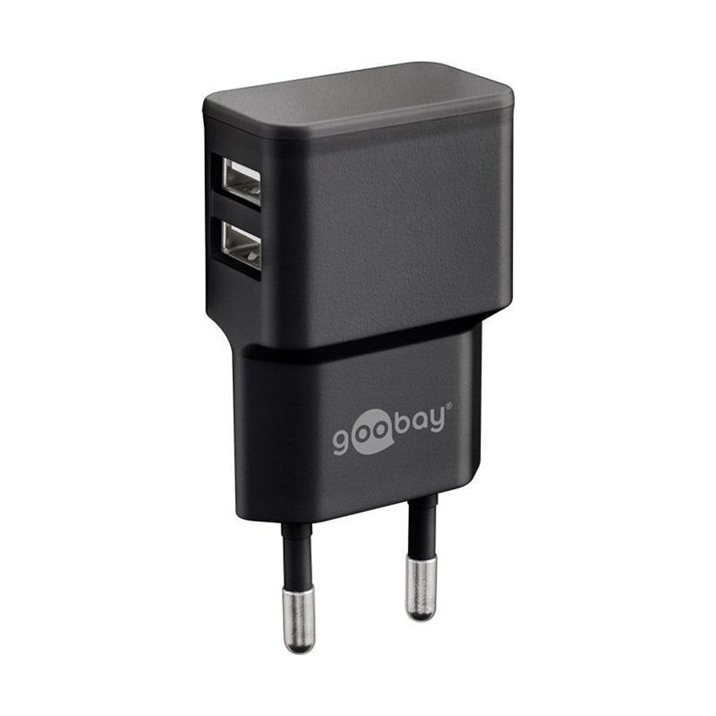 Goobay Napájecí a nabíjecí adaptér 230V na 2x USB, max.2,4A, černý