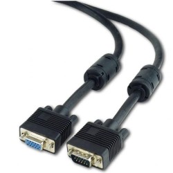 GEMBIRD Kabel VGA prodlužovací 1,8m, černý (HD15M/F, dvojité stínění, feritová jádra)