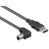 PREMIUMCORD Kabel USB 2.0 A-B propojovací 3m - zahnutý B konektor 90°