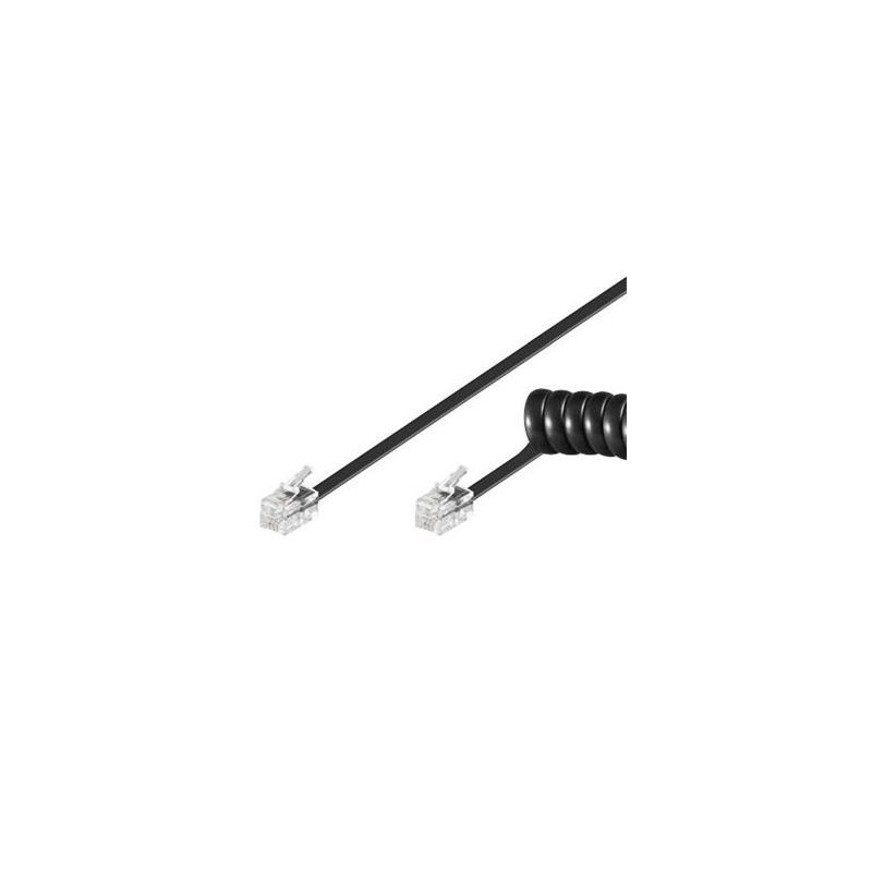 PremiumCord Kabel telefonní sluchátkový kroucený 4 žíly 4m - černý