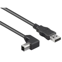PREMIUMCORD Kabel USB 2.0 A-B propojovací 0.5m - zahnutý B konektor 90°