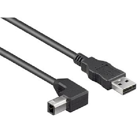 PREMIUMCORD Kabel USB 2.0 A-B propojovací 0.5m - zahnutý B konektor 90°