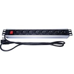 PremiumCord Panel napájecí do 19" racku 1.5U, 8x230V, 2m kabel, vypínač