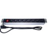 PremiumCord Panel napájecí do 19" racku 1.5U, 8x230V, 2m kabel, vypínač