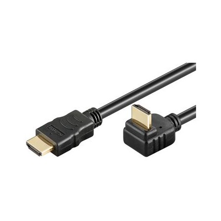 PremiumCord HDMI High Speed+Ethernet kabel, zlacený zahnutý konektor 270° 1m