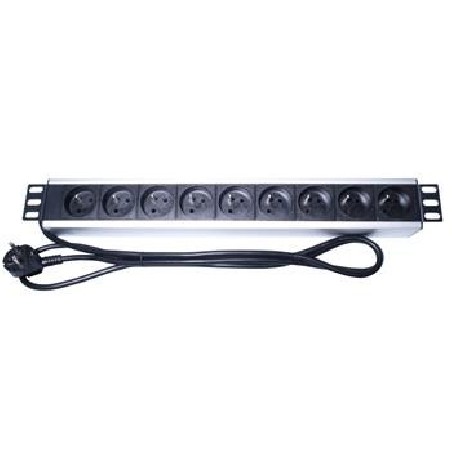 PremiumCord Panel napájecí do 19" racku 1.5U, 9x230V, 2m kabel