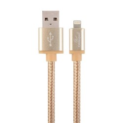 GEMBIRD Kabel USB 2.0 Lightning (IP5 a vyšší) nabíjecí a synchronizační kabel, opletený, 1,8m, zlatý, blister