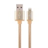 GEMBIRD Kabel USB 2.0 Lightning (IP5 a vyšší) nabíjecí a synchronizační kabel, opletený, 1,8m, zlatý, blister
