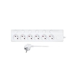Solight 6z prodlužovací přívod, 3m, 3 x 1mm2, bílý, 6+1 vypínač