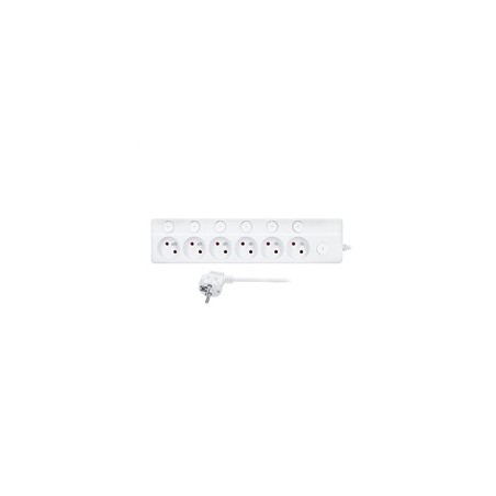 Solight 6z prodlužovací přívod, 3m, 3 x 1mm2, bílý, 6+1 vypínač
