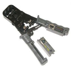 Kleště krimpovací PROFI+ s ráčnou pro konektory RJ11, RJ12, RJ45 s testerem a LED indikací