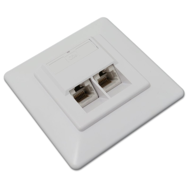 Zásuvka UTP 2x RJ45 Cat6, duální svorkovnice, pod omítku