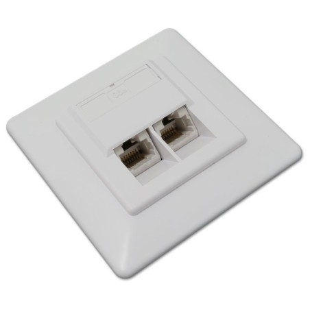 Zásuvka UTP 2x RJ45 Cat6, duální svorkovnice, pod omítku