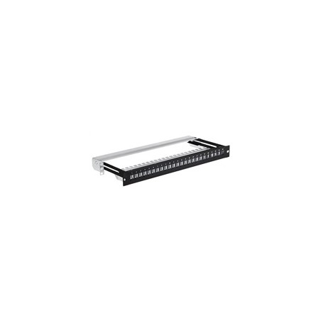 19" modulární stíněný patch panel LEXI-Net 24port, černý, výsuvný