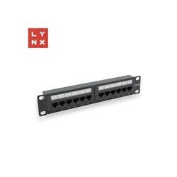 LYNX 10" patch panel 12-port, UTP Cat5e, 50µ, nestíněný, černý