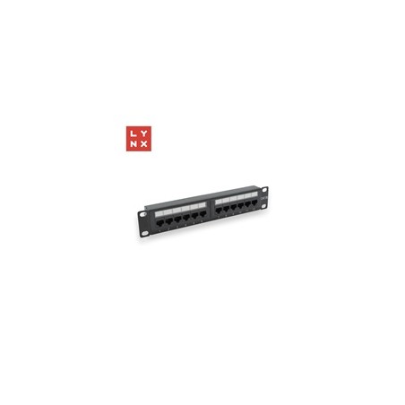 LYNX 10" patch panel 12-port, UTP Cat5e, 50µ, nestíněný, černý