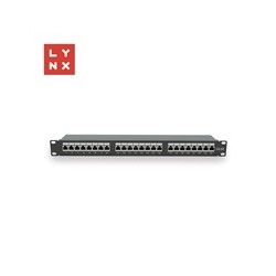 LYNX 19" patch panel 24-port, FTP Cat6a, 50µ, stíněný, černý